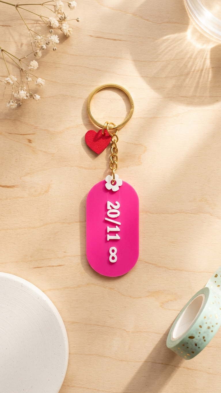 Custom Date 3d Printed Keychain