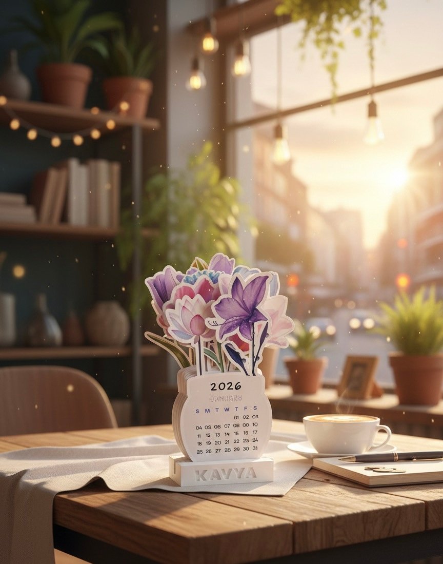 Pinterest trending Flower Pot Desk Calendar – Unique Tabletop Decor