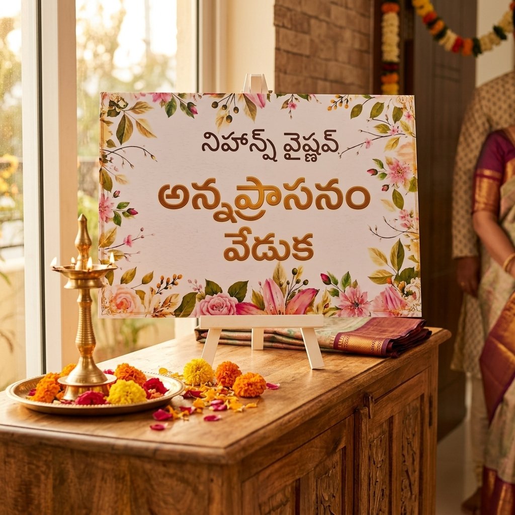 Complete Annaprasanam Ceremony Decoration Set (8+1 Cards with 9 easels)