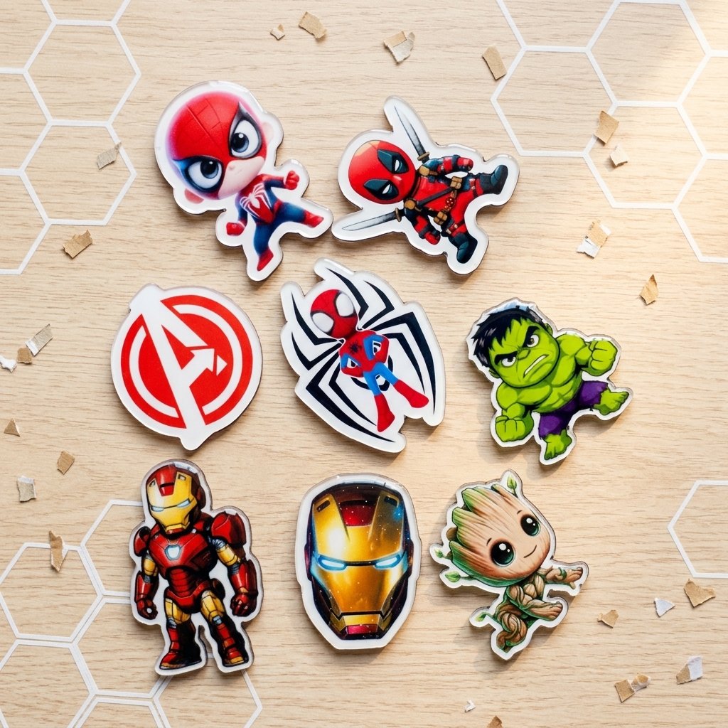 Cute Superhero Flexible  Magnets with Lamination (Pack of 6)