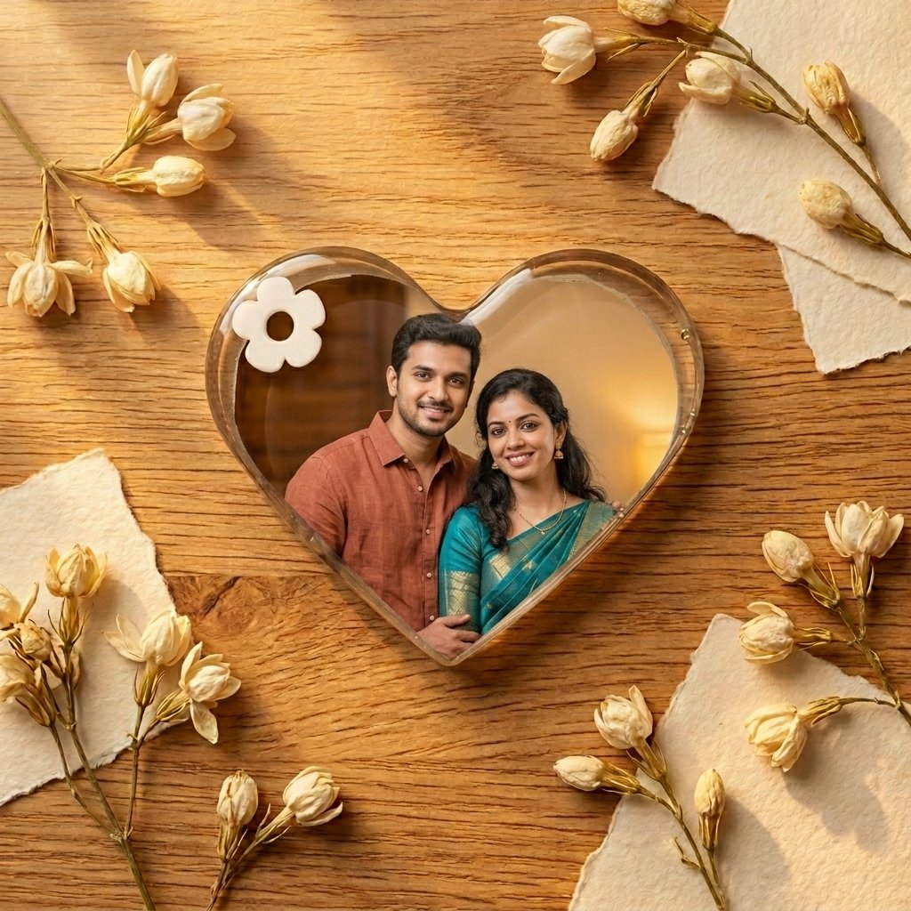Custom Heart-Shaped Resin Photo Frame