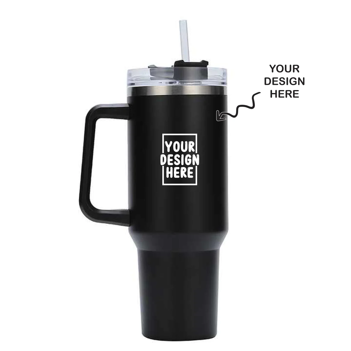 custom name laser engraved 1200ml stainless steel tumbler with handle and straw