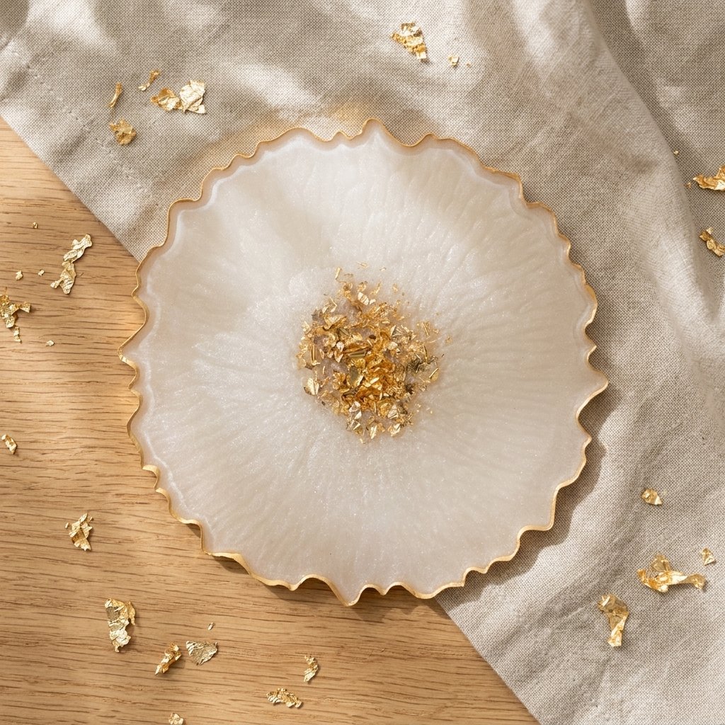 premium luxury resin geode coaster with gold flake center
