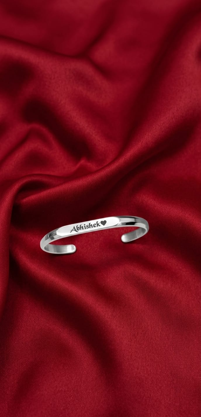 Custom Name Laser Engraved Stainless Steel Kada Rakhi