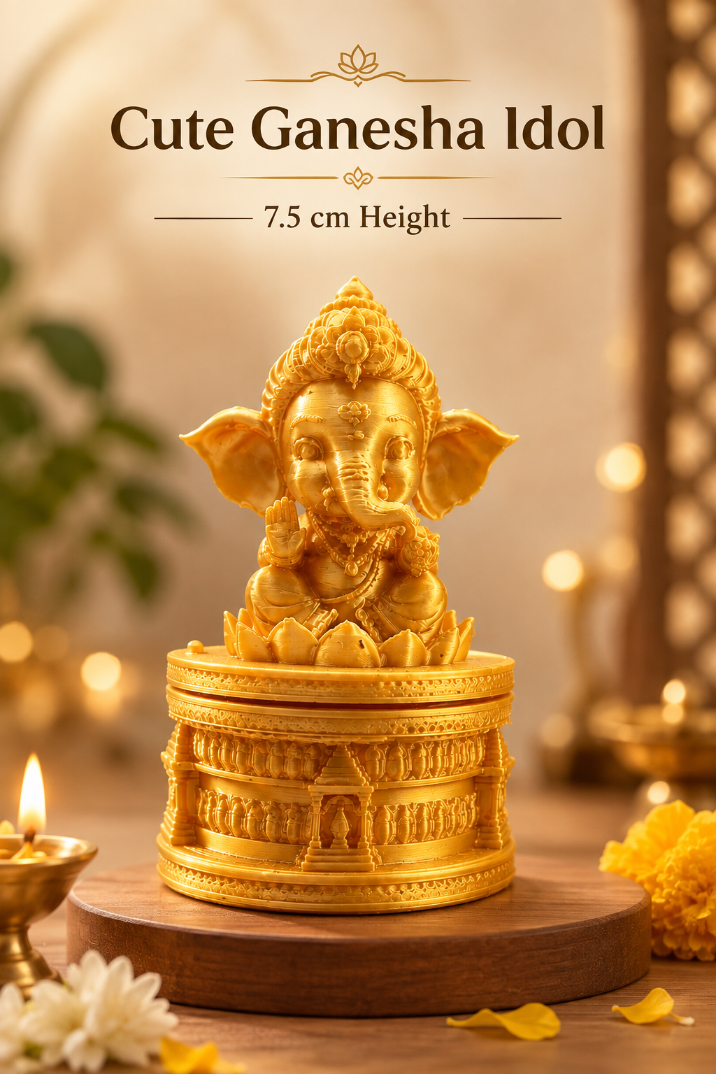 Golden Bal Ganesha Kumkum Box
