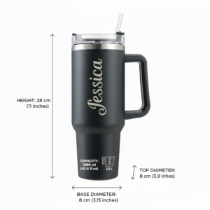 Personalised Insulated Travel Mug with Handle – (1200 ml) Matte  Custom Tumbler