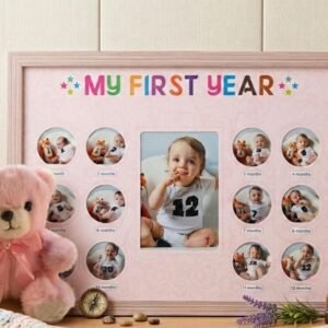 "my first year" 12 month baby milestone photo frame