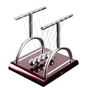 newton’s cradle desk toy – 5 steel balance balls pendulum physics experiment model | office décor, stress relief, science display & educational gift for kids & adults.